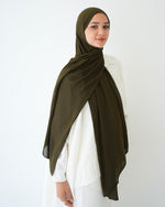 Soft Cotton Chiffon Scarf Olive