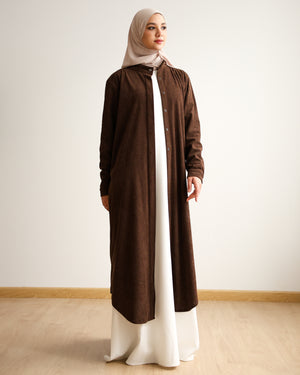 Velvet Corduroy Longline Shirt Brown C510