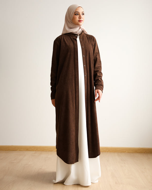 Velvet Corduroy Longline Shirt Brown C510