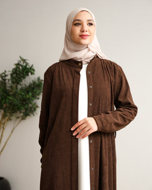 Velvet Corduroy Longline Shirt Brown C510