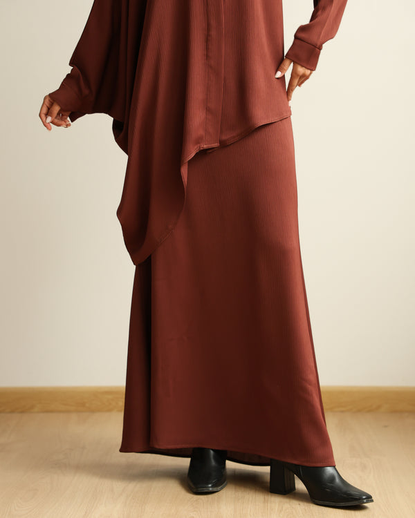 Asymmetric High Low Chemise Blouse Rust C1870