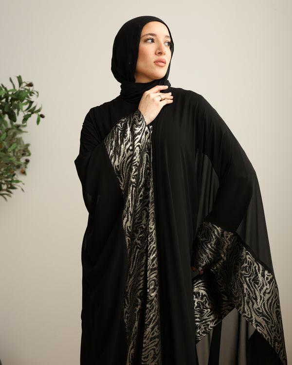 The Metallic Stroke Chiffon Cape Black C274