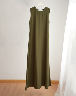 Basic Sleeveless Dress Olive C1