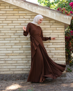 Maxi Pleated Skirt Brown C503