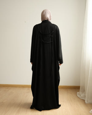 The Lace- Back Free Size Abaya Black C2730