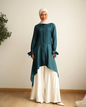 High Low Buttoned Chemise Teal C191