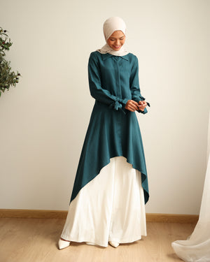 High Low Buttoned Chemise Teal C191