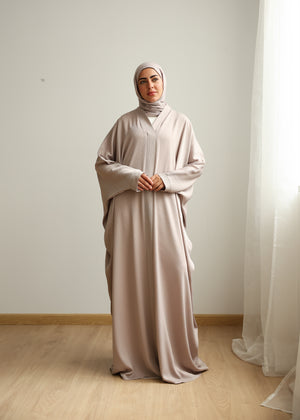 The Lace- Back Free Size Abaya Beige C2730