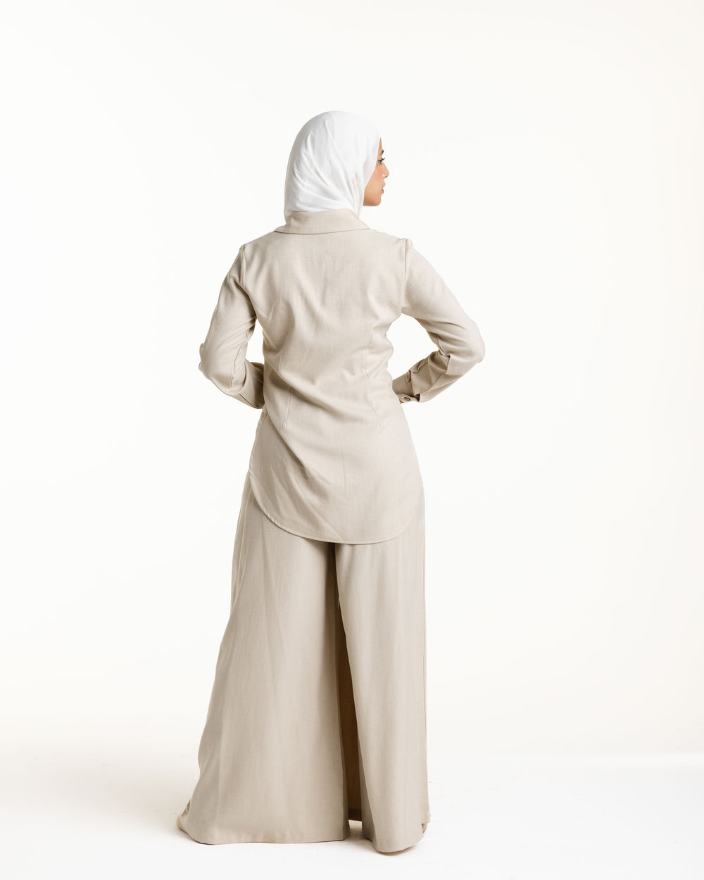 Linen Wrap Blouse Beige C155