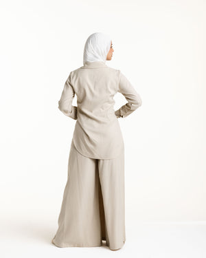 Linen Wrap Blouse Beige C155