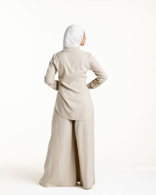 Linen Wrap Blouse Beige C155
