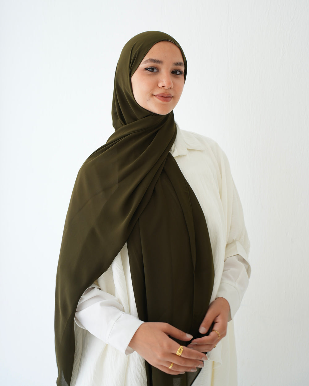 Soft Cotton Chiffon Scarf Olive