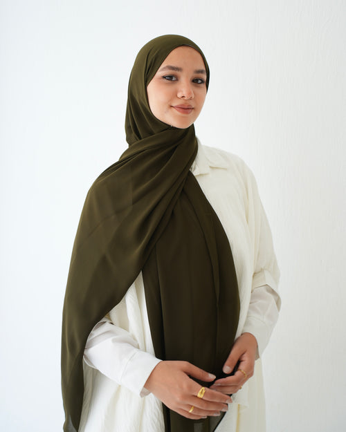 Soft Cotton Chiffon Scarf Olive