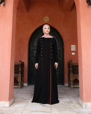 The Parallel Rust Button Abaya C278