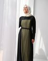 Front & Back Pleated Abaya Green C218