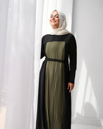 Front & Back Pleated Abaya Green C218