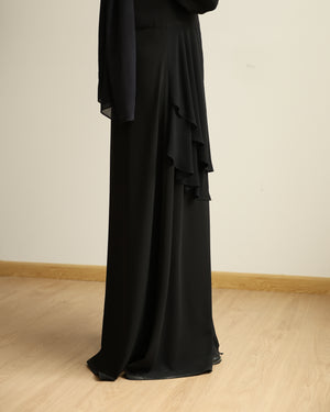 The Front Buttoned Chiffon Layer Abaya C164