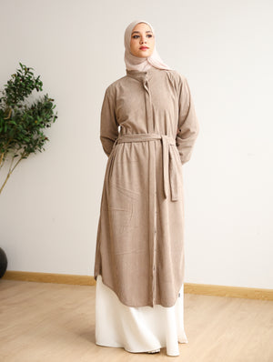 Velvet Corduroy Longline Shirt Beige C510