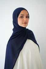 Soft Cotton Chiffon Scarf Navy