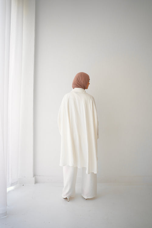Over Sized Poncho and Pants Set Offwhite C11063