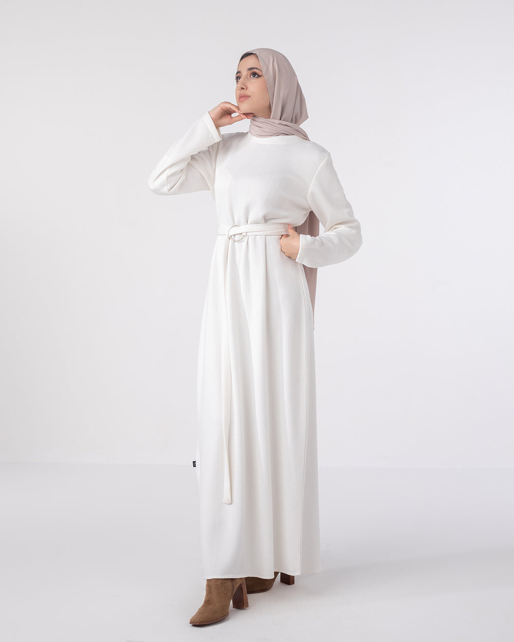 Basic Rib Dress Offwhite C166