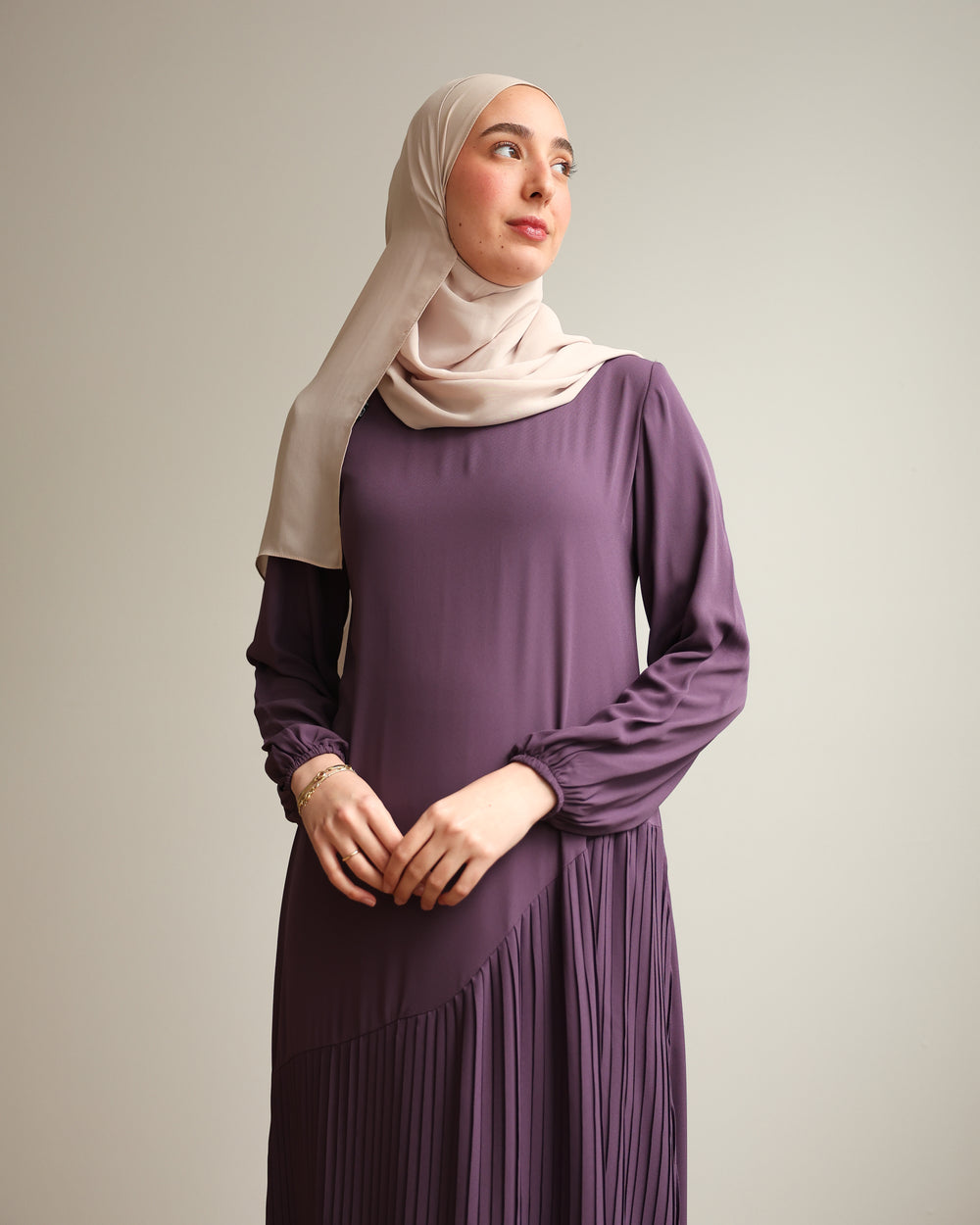 Pleated Chiffon Dress Mauve C74