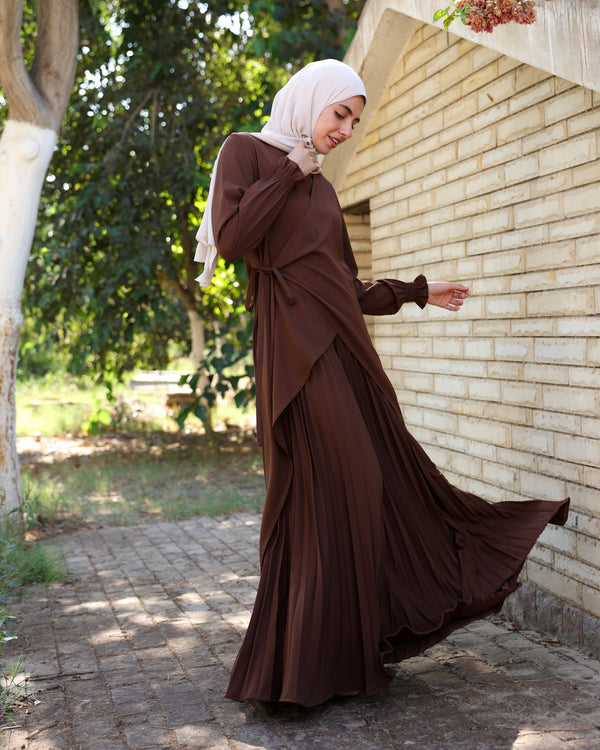 Maxi Pleated Skirt Brown C503