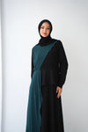 Peplum Side Chiffon Drape Abaya Teal C200