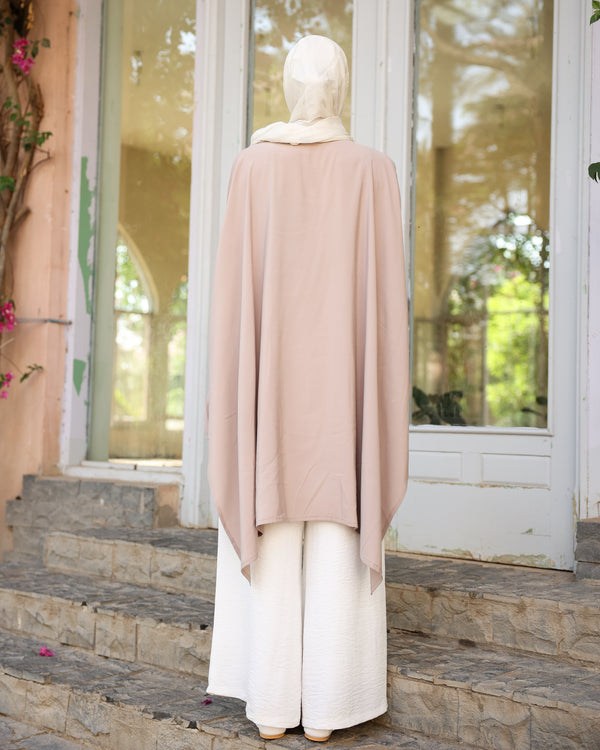 Free Size Front Pleated Chemise Beige C525