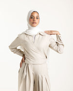 Linen Wrap Blouse Beige C155