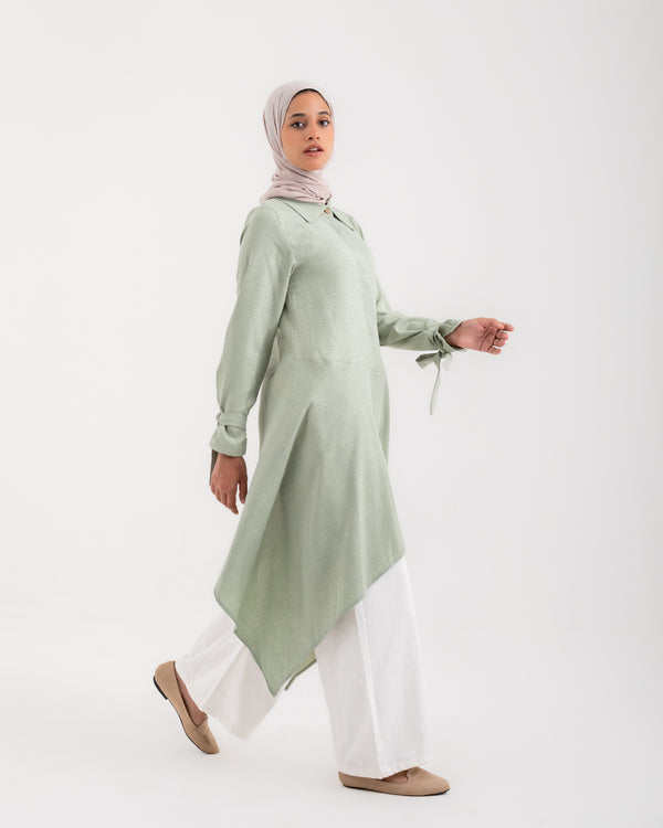 High Low Buttoned Chemise Mint C191