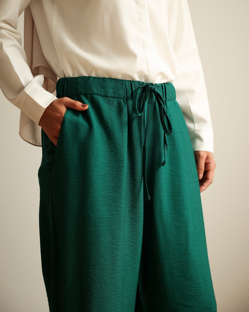 Linen Blend Pants Teal C11063