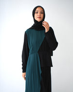 Peplum Side Chiffon Drape Abaya Teal C200
