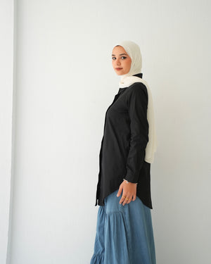 Basic Popline Chemise Black C118