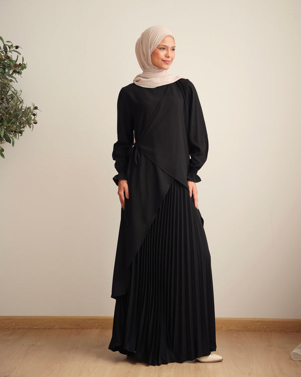 High Low Wrap Shirt Black C286