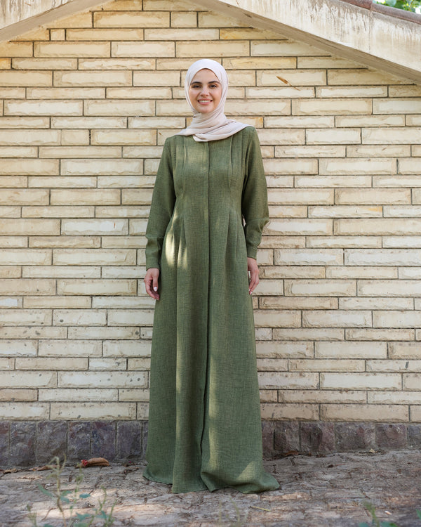 Linen Maxi Dress Olive C690