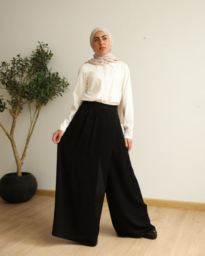 Wrap Skirt Pants Black C284