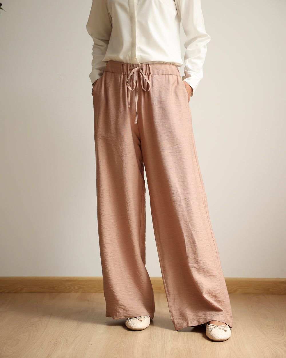 Linen Blend Pants Cafe C11063