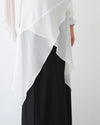 High Low Silk Chiffon Blouse Offwhite C242