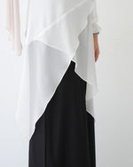 High Low Silk Chiffon Blouse Offwhite C242