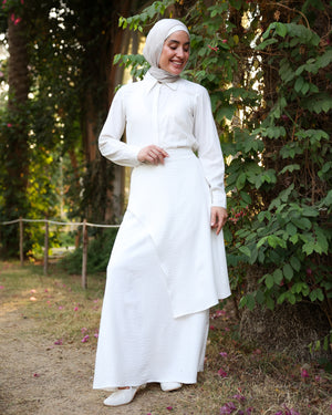 Asymmetric Layered Maxi Skirt Offwhite C524