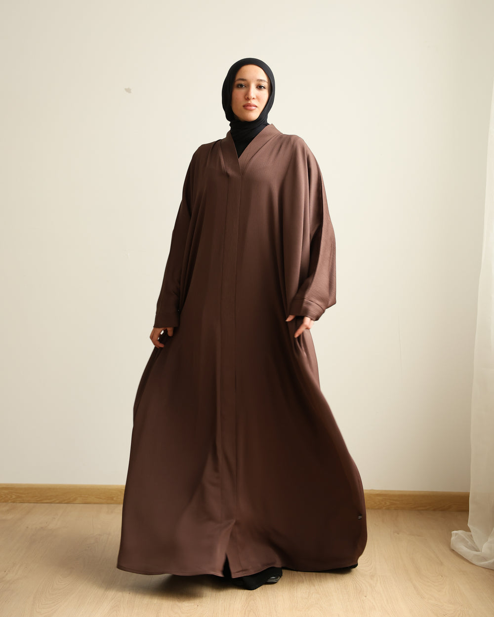 The Lace- Back Free Size Abaya Brown C2730