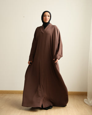 The Lace- Back Free Size Abaya Brown C2730