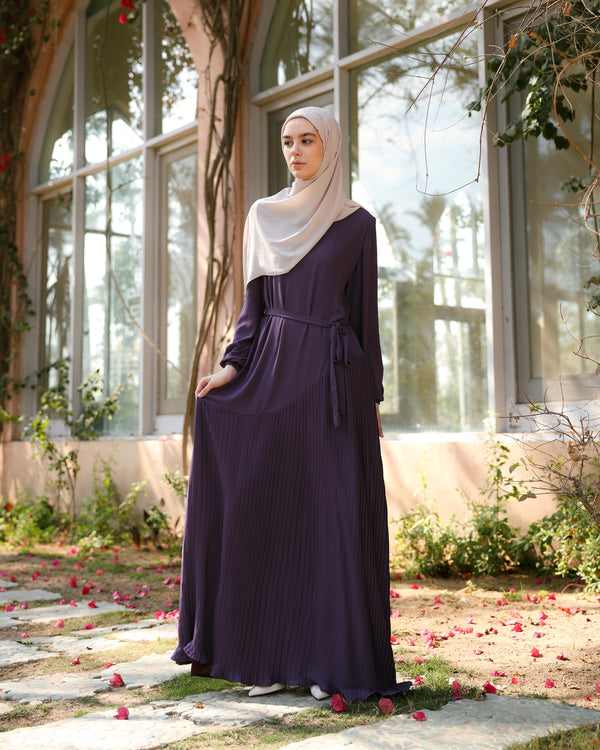 Pleated Chiffon Dress Mauve C74