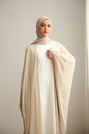 The Metallic Stroke Chiffon Cape Beige C274