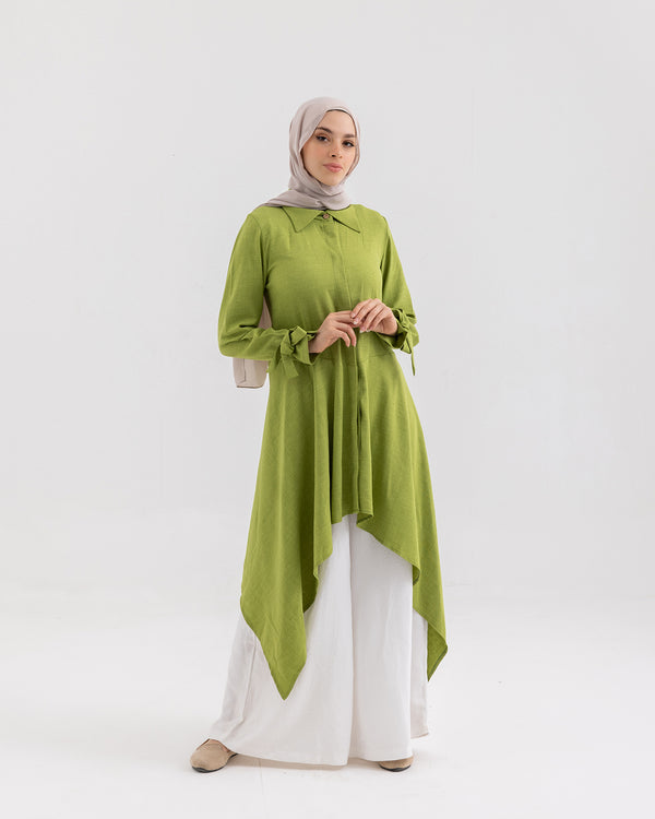 High Low Buttoned Chemise Apple Green C191