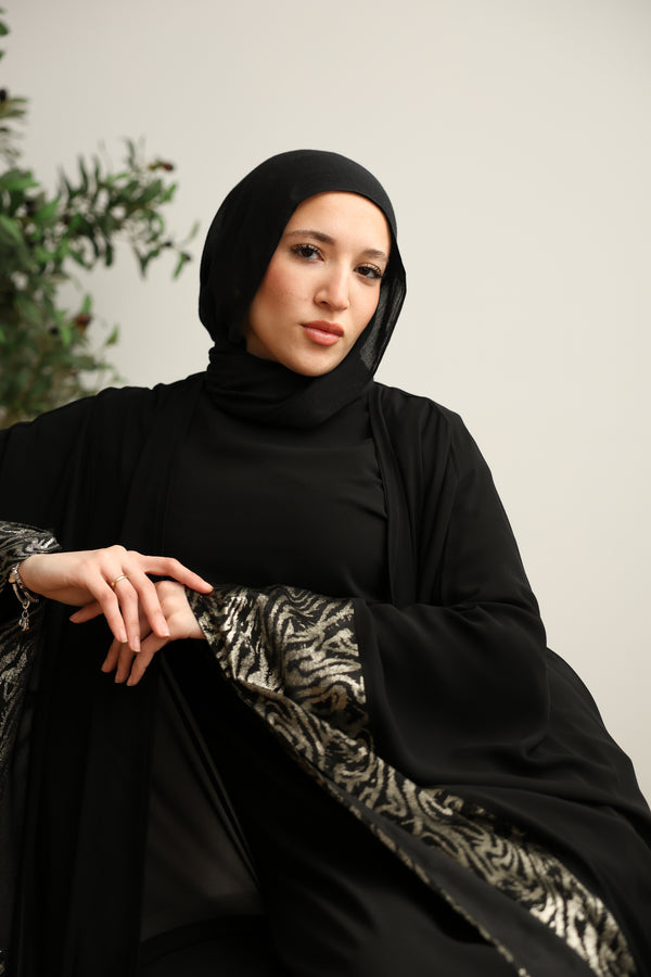 The Metallic Stroke Chiffon Cape Black C274