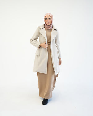 Wool Peplum Coat Beige C1251