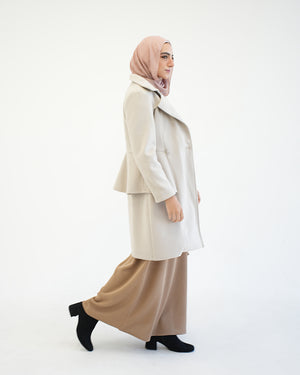 Wool Peplum Coat Beige C1251