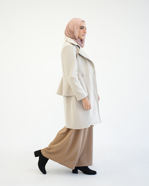Wool Peplum Coat Beige C1251